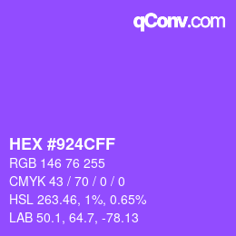 Color code: HEX #924CFF | qconv.com