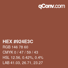 Color code: HEX #924E3C | qconv.com