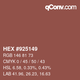 カラーコード: HEX #925149 | qconv.com