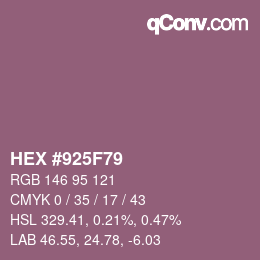 カラーコード: HEX #925F79 | qconv.com