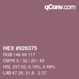 Farbcode: HEX #926375 | qconv.com