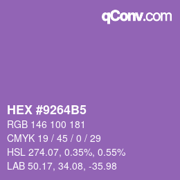 颜色代码: HEX #9264B5 | qconv.com