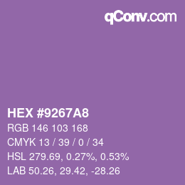 Color code: HEX #9267A8 | qconv.com