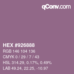 颜色代码: HEX #926888 | qconv.com