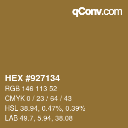 Farbcode: HEX #927134 | qconv.com