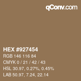 颜色代码: HEX #927454 | qconv.com