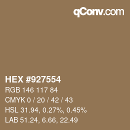 Código de color: HEX #927554 | qconv.com