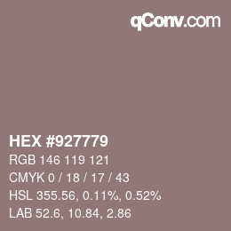 Color code: HEX #927779 | qconv.com