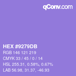 Color code: HEX #9279DB | qconv.com