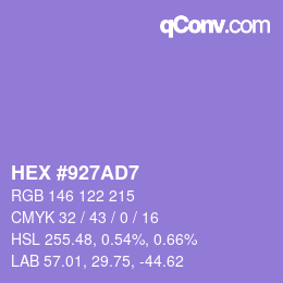 カラーコード: HEX #927AD7 | qconv.com