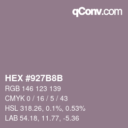 Color code: HEX #927B8B | qconv.com