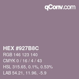 Color code: HEX #927B8C | qconv.com
