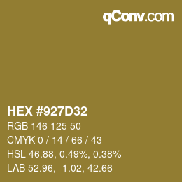カラーコード: HEX #927D32 | qconv.com