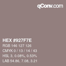 Color code: HEX #927F7E | qconv.com