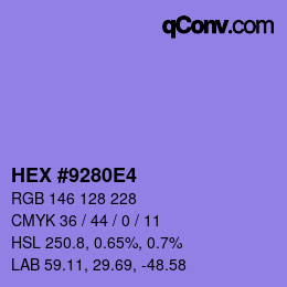カラーコード: HEX #9280E4 | qconv.com