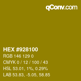 カラーコード: HEX #928100 | qconv.com