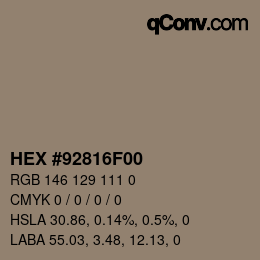 Código de color: HEX #92816F00 | qconv.com
