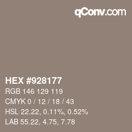 カラーコード: HEX #928177 | qconv.com
