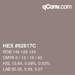 Farbcode: HEX #92817C | qconv.com