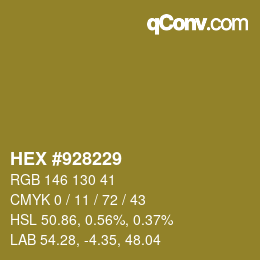 カラーコード: HEX #928229 | qconv.com