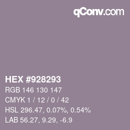 Farbcode: HEX #928293 | qconv.com