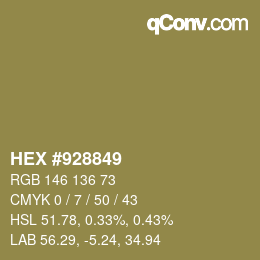 Color code: HEX #928849 | qconv.com