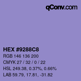 Color code: HEX #9288C8 | qconv.com