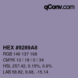 Color code: HEX #9289A8 | qconv.com