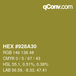Color code: HEX #928A30 | qconv.com