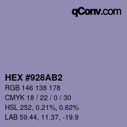 Color code: HEX #928AB2 | qconv.com