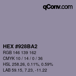 Código de color: HEX #928BA2 | qconv.com