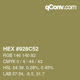 カラーコード: HEX #928C52 | qconv.com