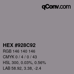 カラーコード: HEX #928C92 | qconv.com