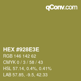 Color code: HEX #928E3E | qconv.com