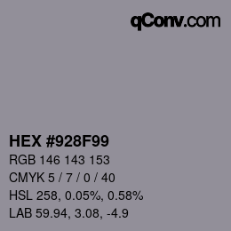 Código de color: HEX #928F99 | qconv.com