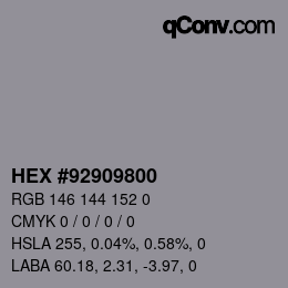 颜色代码: HEX #92909800 | qconv.com