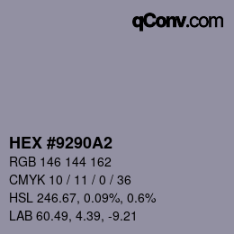 Código de color: HEX #9290A2 | qconv.com