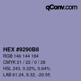 Color code: HEX #9290B8 | qconv.com
