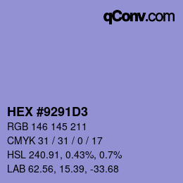 Color code: HEX #9291D3 | qconv.com