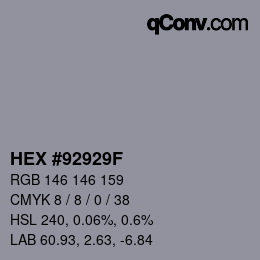 Color code: HEX #92929F | qconv.com