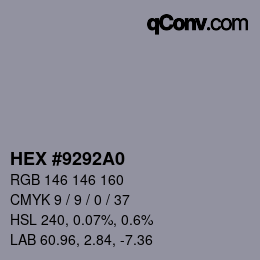 Color code: HEX #9292A0 | qconv.com