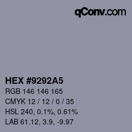 カラーコード: HEX #9292A5 | qconv.com