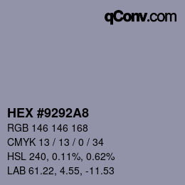 Color code: HEX #9292A8 | qconv.com