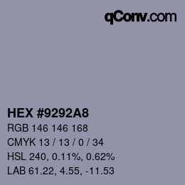 カラーコード: HEX #9292A8 | qconv.com