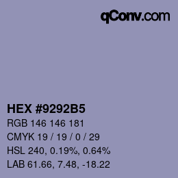 カラーコード: HEX #9292B5 | qconv.com