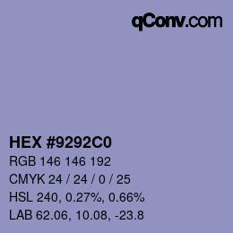 Color code: HEX #9292C0 | qconv.com