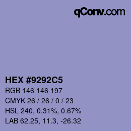 カラーコード: HEX #9292C5 | qconv.com