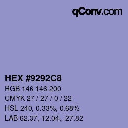 Color code: HEX #9292C8 | qconv.com