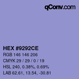 Color code: HEX #9292CE | qconv.com