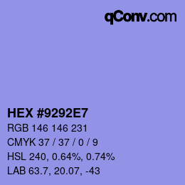 Color code: HEX #9292E7 | qconv.com